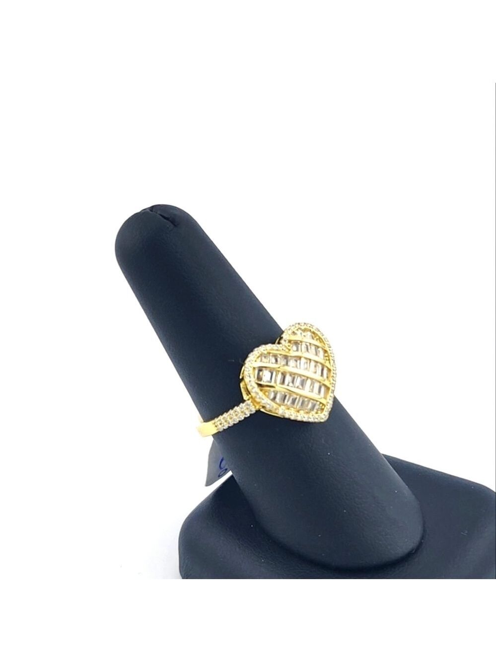 Gold Tone Heart Ring with Cubic Zarconia 925 silver dipped in gold